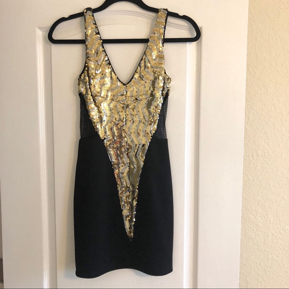 Sequin Mesh Mini Dress